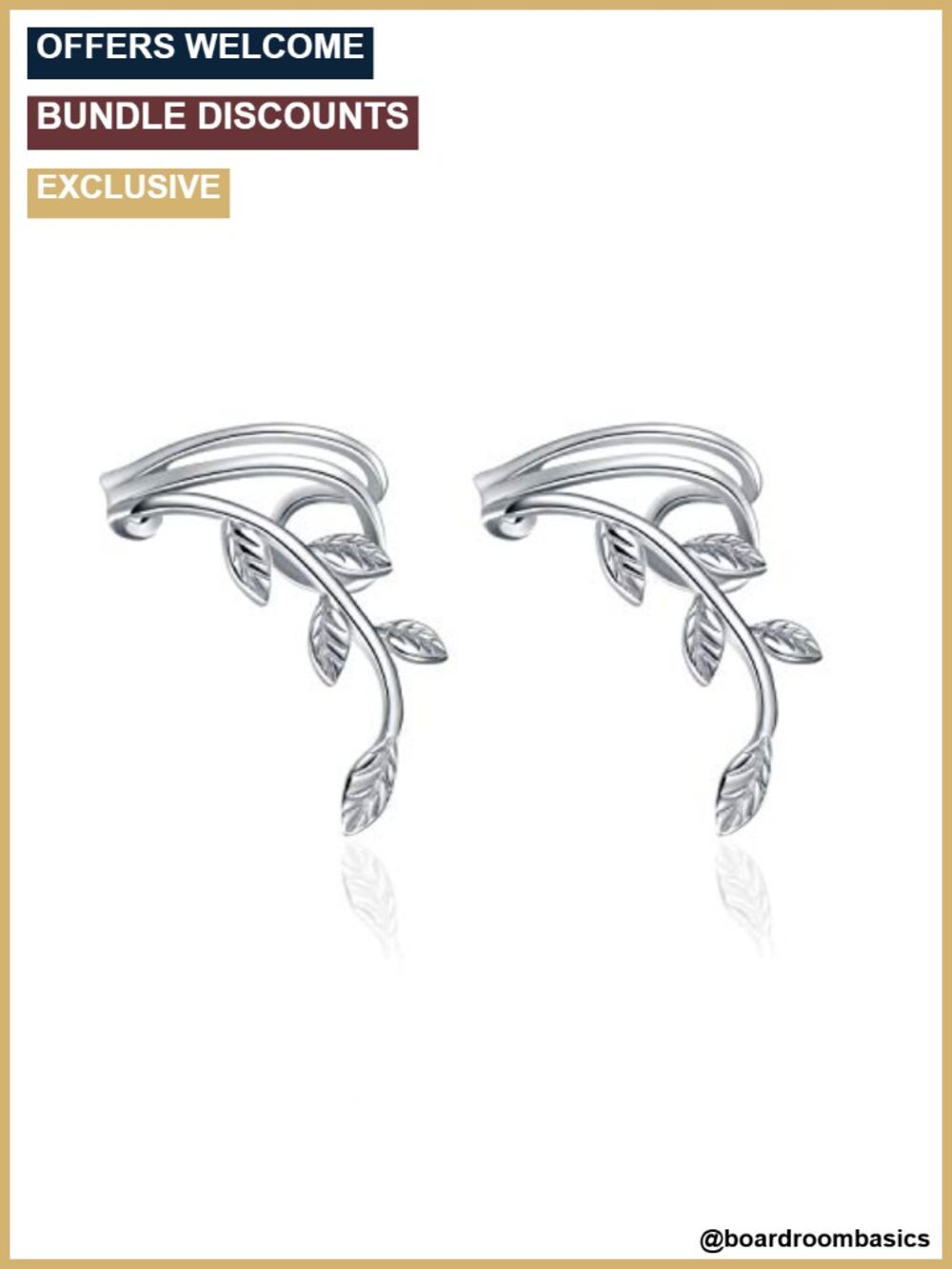 925 Sterling Silver Leaf Ear Climber Earrings No Piercing
